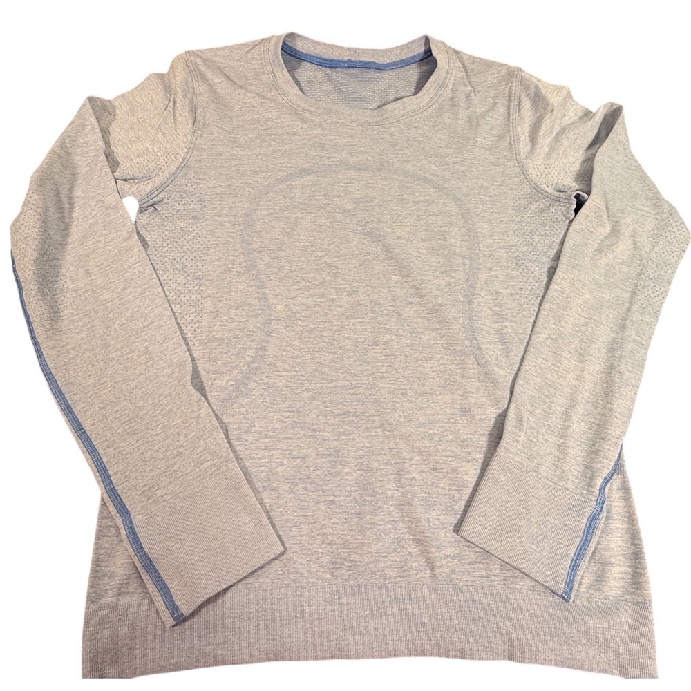 Lululemon Swiftly Tech Long Sleeve Crew Shirt Light Blue Heathered Workout Top